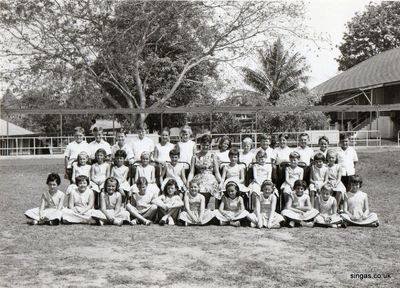 Royal Naval School 1963
A pic from 1963 (July) I was called Patsy Cole and had a brother at the same naval school who is a few years younger
called Nicholas Cole. I wonder if anyone remembers us. We lived firstly in Sembawang Hills and then moved to Sembawang Springs into a brand
new bungalow which was on a hill in quite a large estate. I remember the ladies coming to the gate to get potatoe peelings for the pigs
and seeing goats in the street.  My dad was with the fleet air arm in the naval stores and was called Bob Cole. 
Keywords: RN School;Patsy Cole;1963