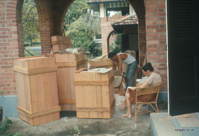 Packing
My mother writing the inventory of what possessions were going in which packing crate as the packers wrapped everything up in June 1968.
Keywords: Lou Watkins;1968