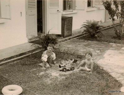 Playing in the sandpit
Playing in the sandpit dad made outside the front door, Kranji, Singapore.
Keywords: Lucy Childs;Kranji