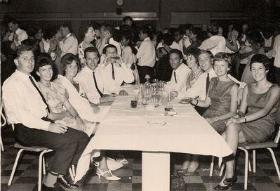 Mixed groups at social events in 1965-67.  Photo features my father, Ronald Chidgey, who was an electronic technician with the RAF and based at RAF Seletar (66 sqd), together with my mum, Maria.
Keywords: Sandra Chidgey;RAF Seletar;66 Sqd