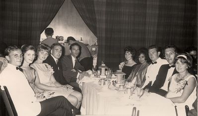 Mixed groups at social events in 1965-67.  Photo features my father, Ronald Chidgey, who was an electronic technician with the RAF and based at RAF Seletar (66 sqd), together with my mum, Maria.
Keywords: Sandra Chidgey;RAF Seletar;66 Sqd