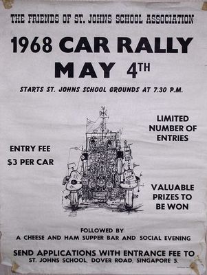 1968 Car Rally held at St. Johns on the 4th May
My thanks to Bob Simons for this poster of the 1968 Car Rally held at St. Johns on the 4th May.  The event was followed by a Social Evening.  Does anybody have any memories of this event?
Keywords: Bob Simons;St. Johns;Social Evening;1968