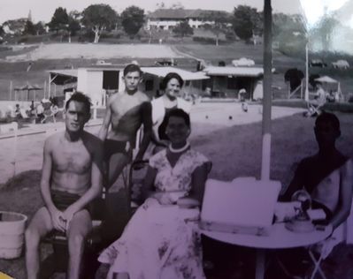 Dockyard Swimming Pool - HM Naval Base 1956
my mum (Elsie Northmore) my uncle (Jim Mumford) my brothers (Barry & Ted Northmore)and me (Valerie Northmore) at the Dockyard Swimming Pool. 
