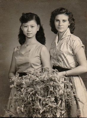 Me and Susie Yong 1958
My lovely Chinese friend Susie Yong and me - taken Nee Soon Studios. i met Susie who was employed at Cold Storage, just inside the main Sembawang Naval Base gates. We are still in contact. 
