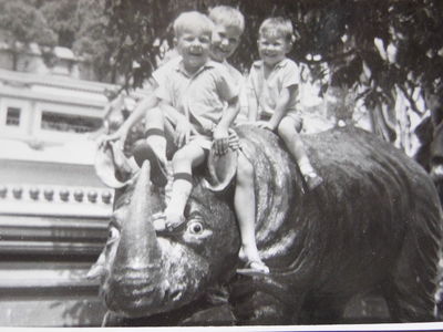 Rhinocerous ride at Tiger Balm Gardens
From left to right. Sean Armstrong. My brothers, James and Carl Galfskiy
Keywords: 1966;Tiger Balm Gardens