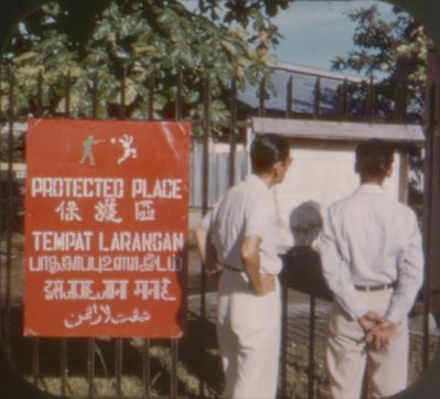 Singapore 1950s - multilingual sign
These photos are over 60 years old, so I assume out of copyright.
