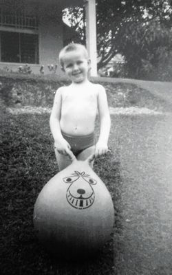 Little brother with space hopper - Island View - 1970

