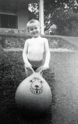 Little brother with space hopper - Island View - 1970
