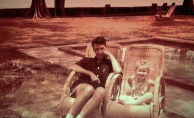 My Dad Ernie and I in the garden at guest house Cameron Highlands - 1961
