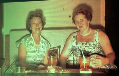 My Mum Thelma drinking Pimms with a friend at Amoy Quee - 1960/1
