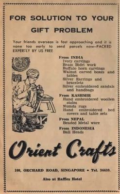 Newspaper Advert
Oriental Crafts - 108 Orchard Road
