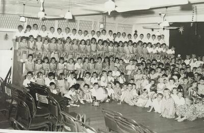 Christmas concert December 1969
Look at the range of costumes! I remember there was a nativity but don't recall why some pupils were wearing their pyjamas!
