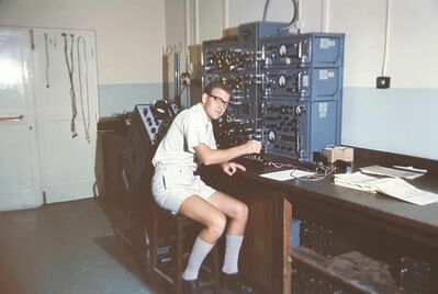 John Menday using missile testing equipment at RAF Tengah 1967
Keywords: John Menday; RAF Tengah