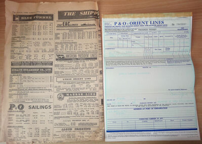 Notice & Tickets - going home on Oriana 1966
