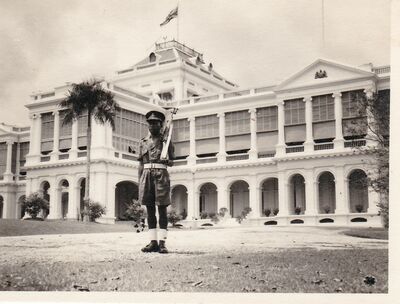 Singapore Guard Regiment on guard at Government House 1953
