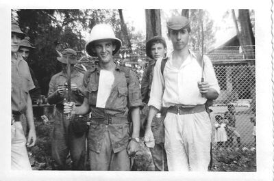 Changi Road, waiting for transport Nov 1962
LtR - Dav Shale, Ian Grey, Derek Bilton, Jim Parker, Chris Lockwood, Yogi Vallendar
